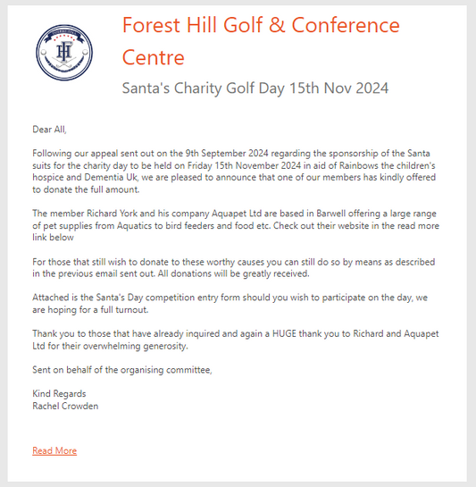 Aquapet Lends a Helping Hand to Forest Hill Golf & Conference Centre—Santa’s Charity Golf Day