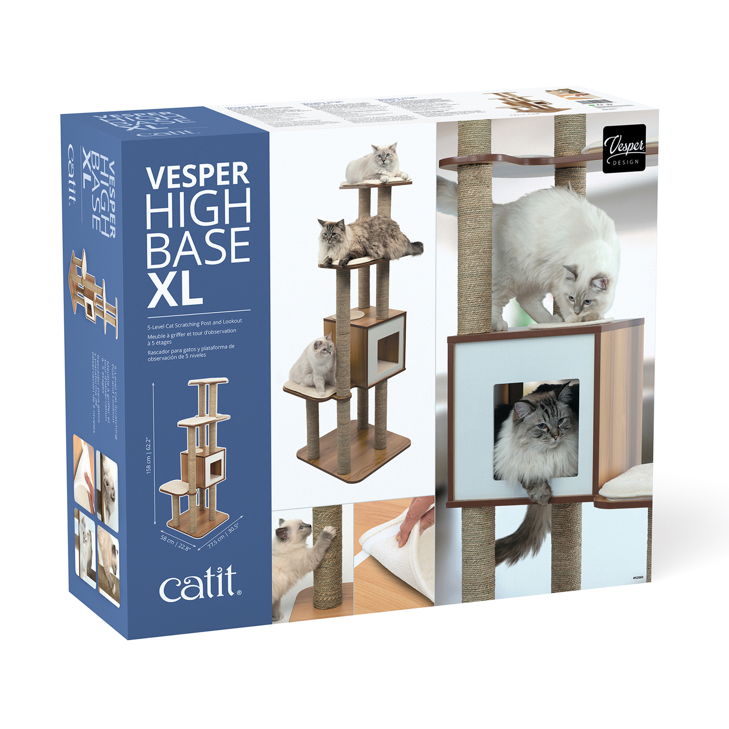 Catit Vesper High Base - Walnut - XL - 77.5 x 58 x 158 cm