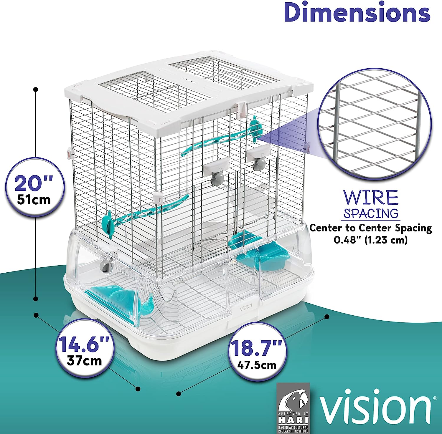 Vision Bird Cage S01 Small Regular (18.7 x14.6 x20 inches)