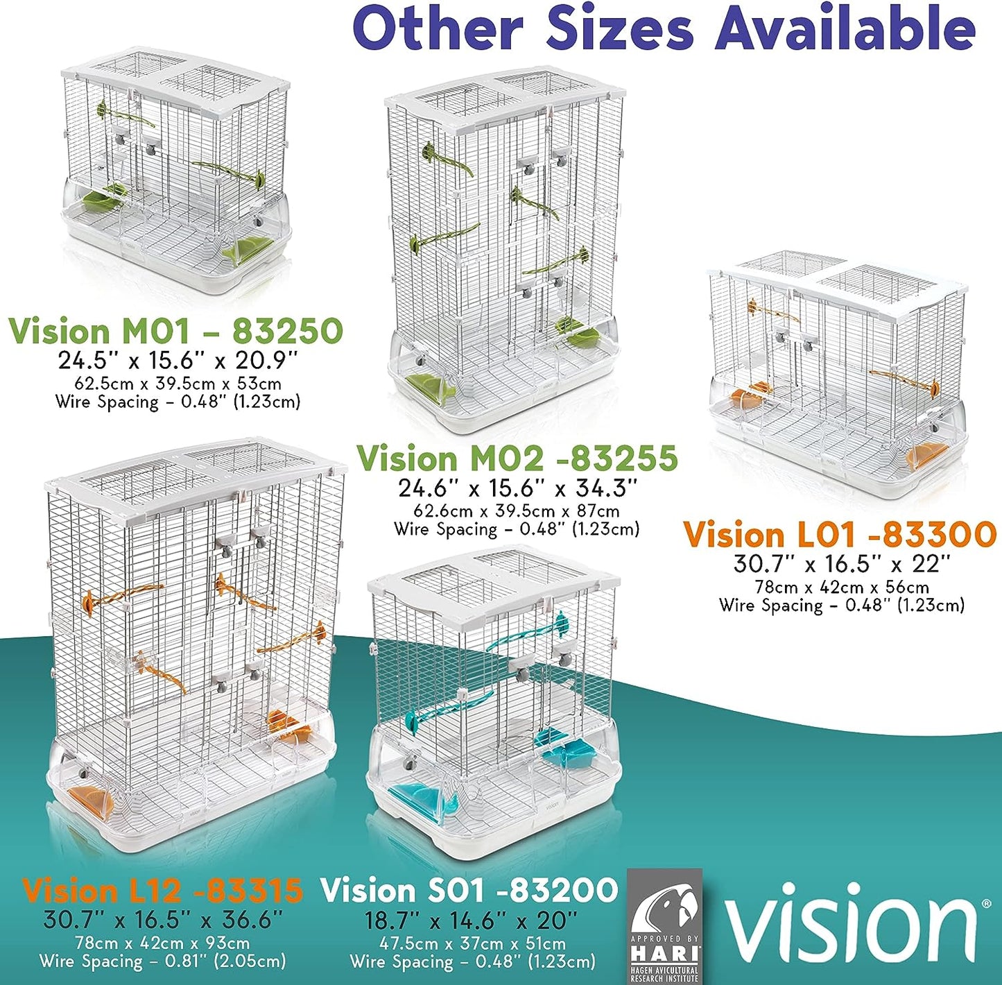 Vision Bird Cage S01 Small Regular (18.7 x14.6 x20 inches)