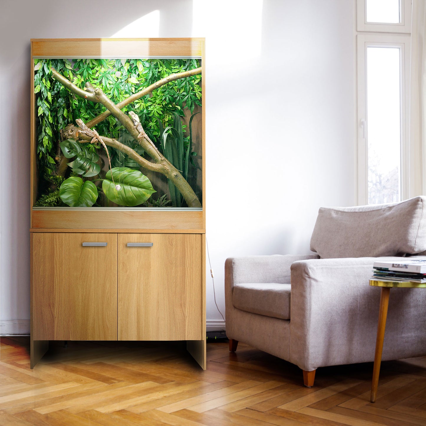 VivExotic Repti Home Arboreal Vivarium Medium Oak and Cabinet