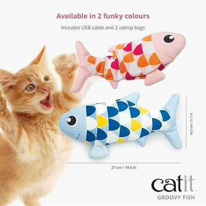 Catit Groovy Fish Cat Motion-activated dancing fish Toy in Blue